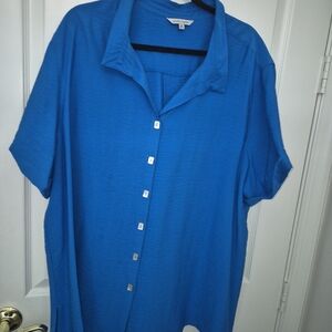 John Mark Blouse Tunic Blue 3X